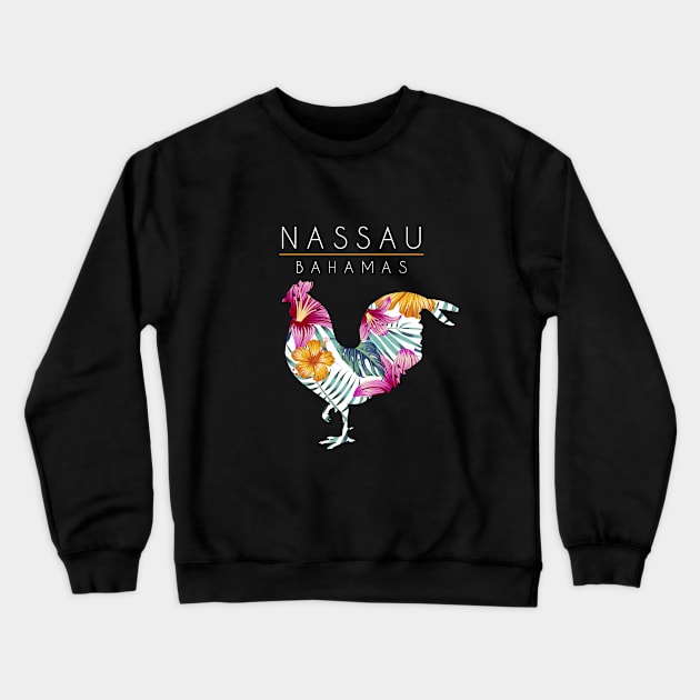 Nassau Bahamas Flower Hibiscus Chicken Lover Souvenir Crewneck Sweatshirt by grendelfly73